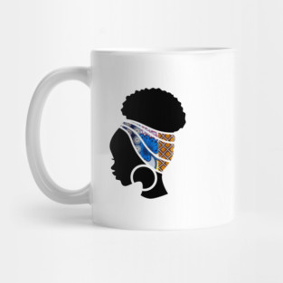 Afro Hair Woman with African Pattern Headwrap Mug