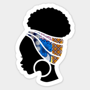 Afro Hair Woman with African Pattern Headwrap Sticker