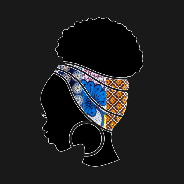 Afro Hair Woman with African Pattern Headwrap by logiamerch