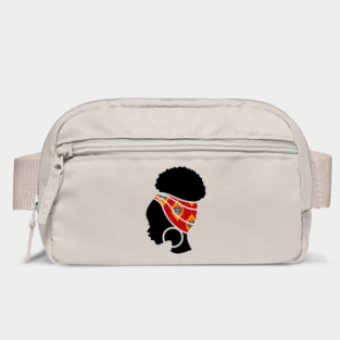 Afro Hair Woman with African Pattern Headwrap Bag