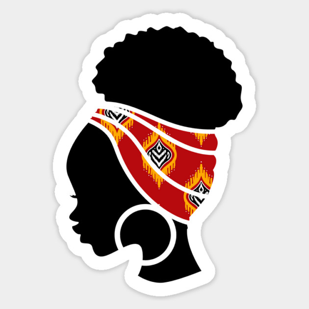 Afro Hair Woman with African Pattern Headwrap Magnet by logiamerch