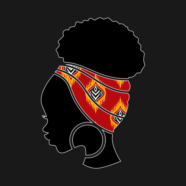 Afro Hair Woman with African Pattern Headwrap by logiamerch