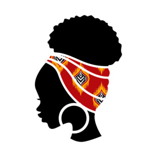 Afro Hair Woman with African Pattern Headwrap T-Shirt