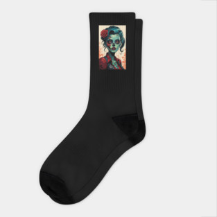 Retro Zombie Rockabilly Girl 4 Socks