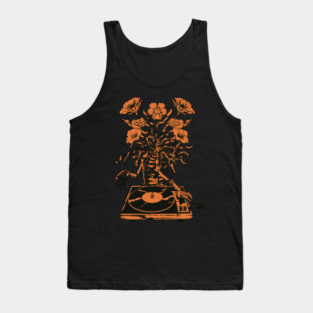 Floral Record Player Tank Top