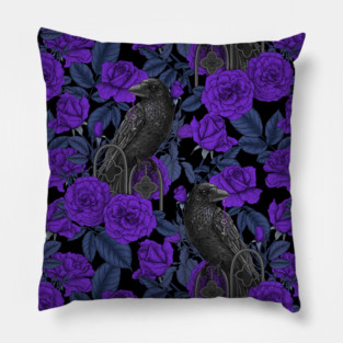 Ravens and violet roses Pillow