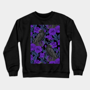 Ravens and violet roses Crewneck Sweatshirt