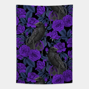 Ravens and violet roses Tapestry