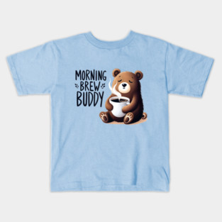 Morning Brew Buddy – Cute Coffee Bear Artwork Kids T-Shirt