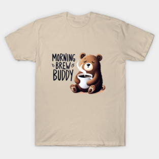 Morning Brew Buddy – Cute Coffee Bear Artwork T-Shirt