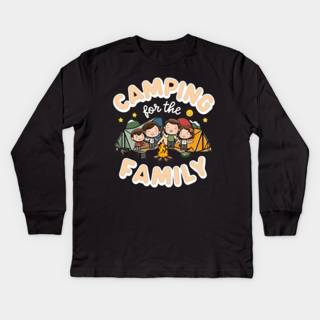 Camping For Family Kids Long Sleeve T-Shirt by Pixel Threads 