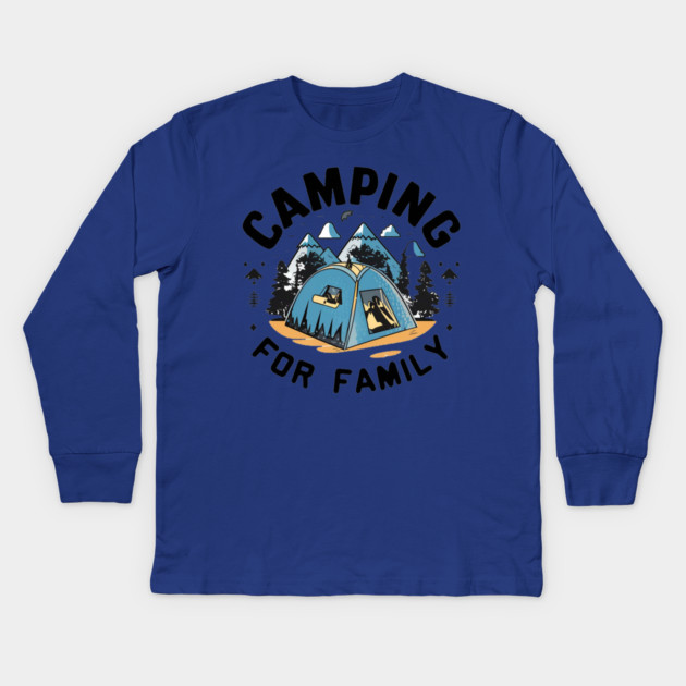 camping for family Kids Long Sleeve T-Shirt by Pixel Threads 