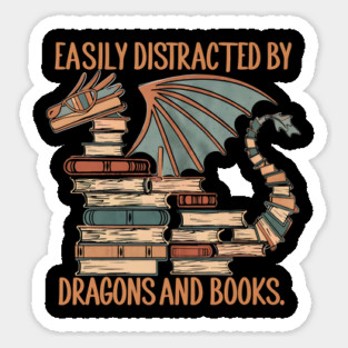 Easily Distracted by Dragons and Books Magnet