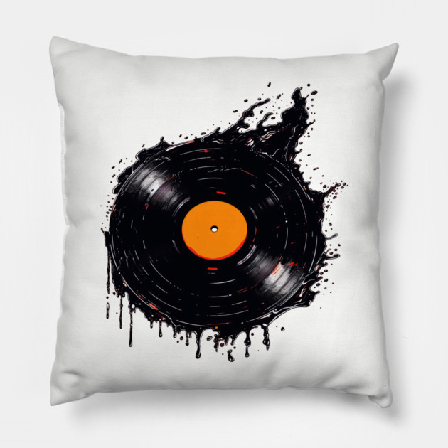 Melting Vinyl Record Pillow by UrbanLifeApparel