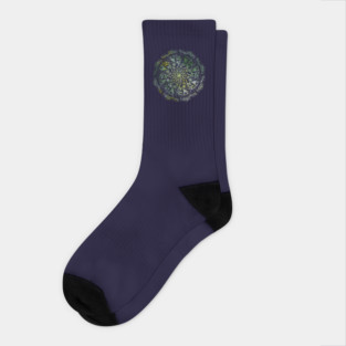 Plant For Pollinators Lime Lettering Mandala Filigree Socks