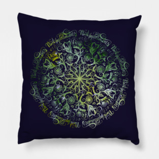 Plant For Pollinators Lime Lettering Mandala Filigree Pillow