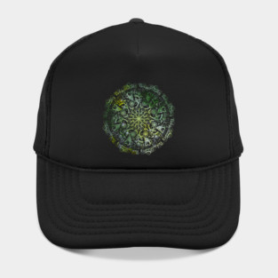 Plant For Pollinators Lime Lettering Mandala Filigree Hat