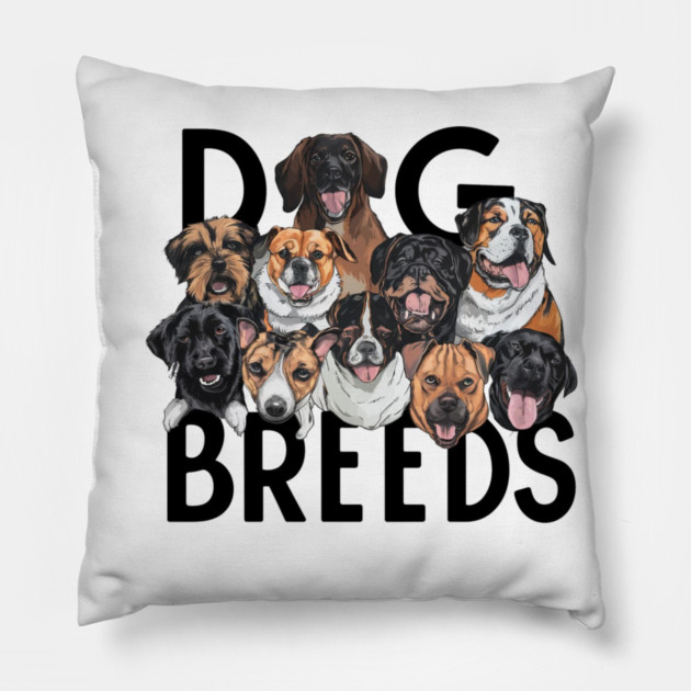 Dog Breeds Lover Pillow by Pixel Threads 