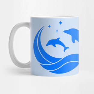 Dolphins Jumping Waves Mug