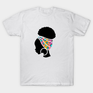 Afro Hair Woman with African Animal Pattern Headwrap T-Shirt