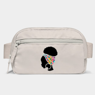 Afro Hair Woman with African Animal Pattern Headwrap Bag