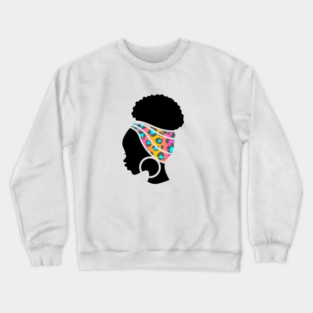 Afro Hair Woman with African Animal Pattern Headwrap Crewneck Sweatshirt