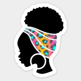 Afro Hair Woman with African Animal Pattern Headwrap Sticker