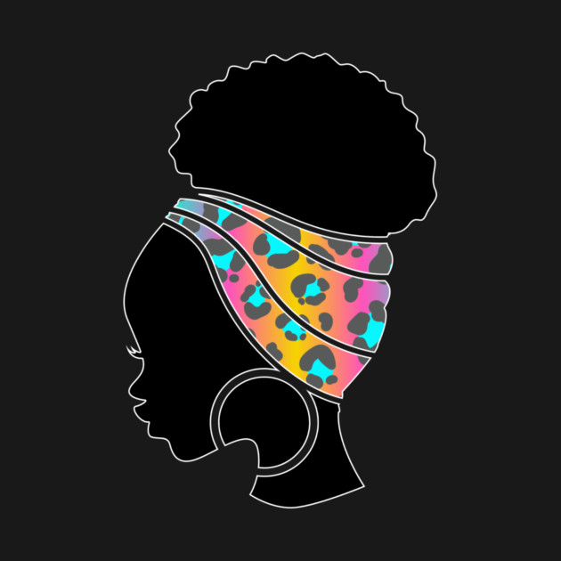 Afro Hair Woman with African Animal Pattern Headwrap by logiamerch