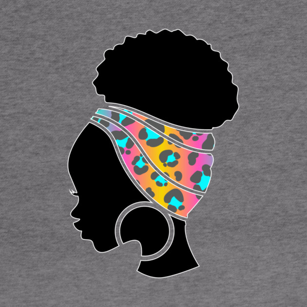 Afro Hair Woman with African Animal Pattern Headwrap by logiamerch