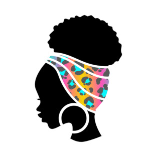 Afro Hair Woman with African Animal Pattern Headwrap T-Shirt