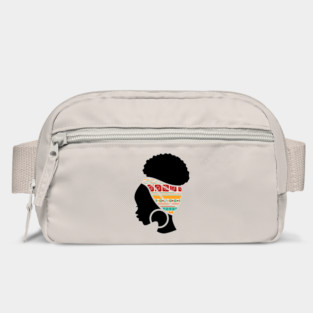 Afro Hair Woman with African Pattern Headwrap Bag