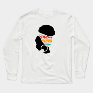 Afro Hair Woman with African Pattern Headwrap Long Sleeve T-Shirt