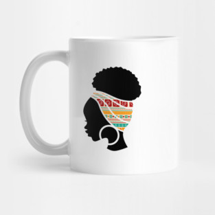 Afro Hair Woman with African Pattern Headwrap Mug