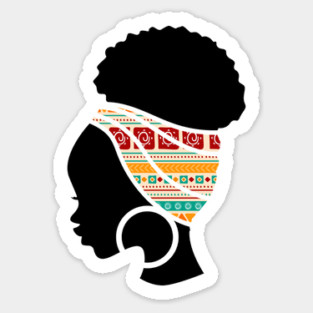 Afro Hair Woman with African Pattern Headwrap Sticker