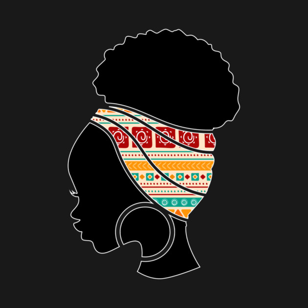 Afro Hair Woman with African Pattern Headwrap by logiamerch