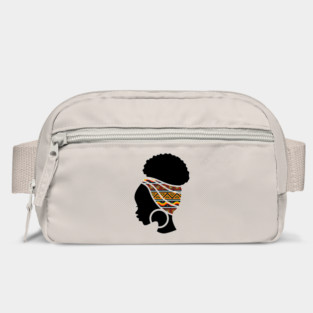 Afro Hair Woman with African Pattern Headwrap Bag