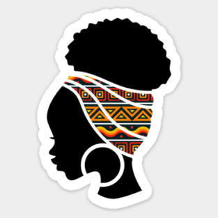 Afro Hair Woman with African Pattern Headwrap Sticker
