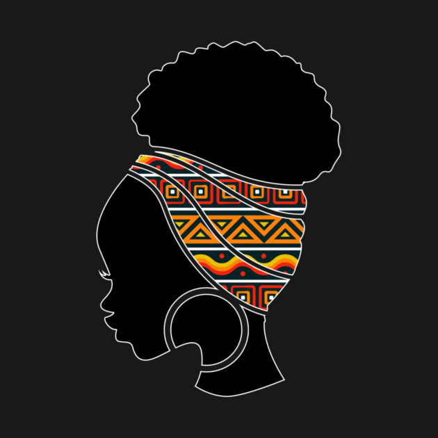 Afro Hair Woman with African Pattern Headwrap by logiamerch