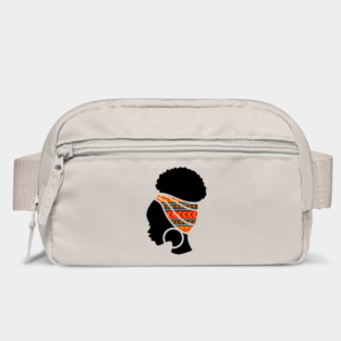 Afro Hair Woman with African Pattern Headwrap Bag