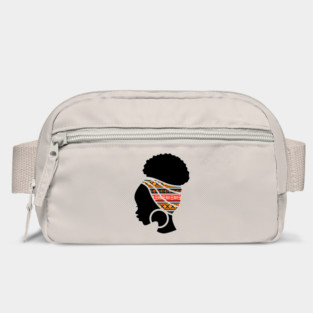 Afro Hair Woman with African Pattern Headwrap Bag