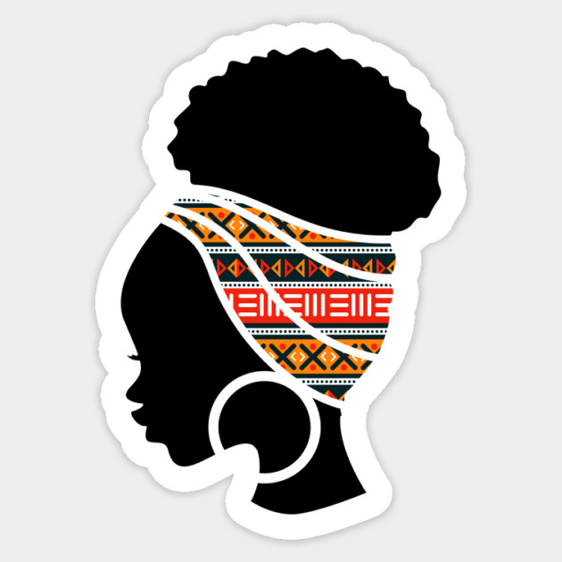 Afro Hair Woman with African Pattern Headwrap Sticker by logiamerch