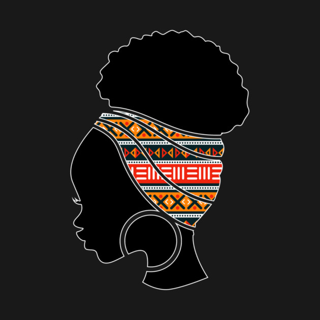 Afro Hair Woman with African Pattern Headwrap by logiamerch