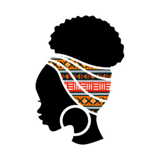 Afro Hair Woman with African Pattern Headwrap T-Shirt