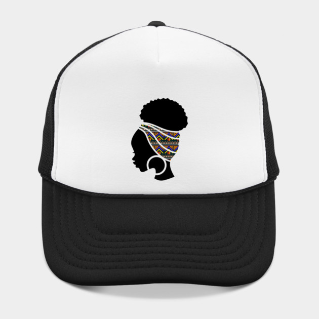 Afro Hair Woman with African Pattern Headwrap by logiamerch