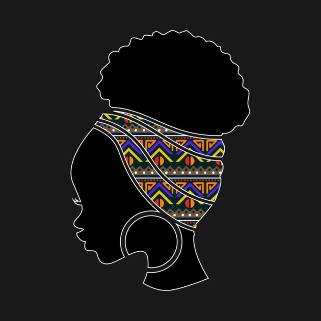 Afro Hair Woman with African Pattern Headwrap by logiamerch