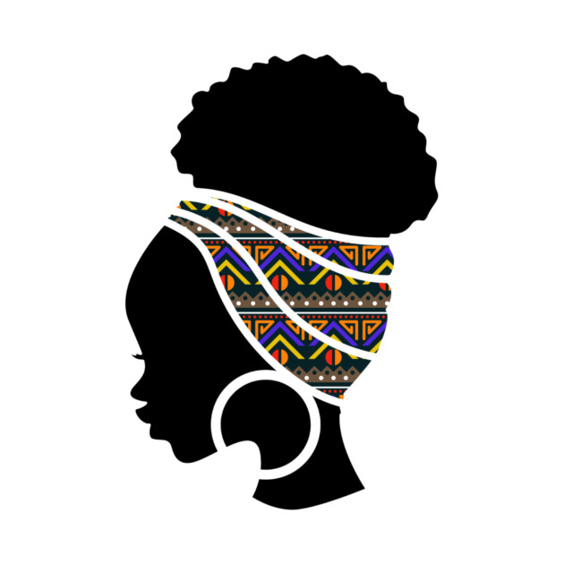 Afro Hair Woman with African Pattern Headwrap by logiamerch