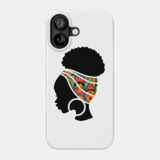 Afro Hair Woman with African Pattern Headwrap Phone Case