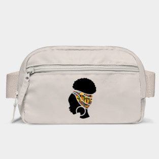 Afro Hair Woman with African Pattern Headwrap Bag