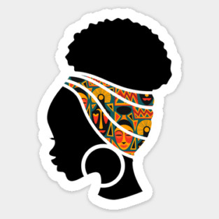 Afro Hair Woman with African Pattern Headwrap Sticker