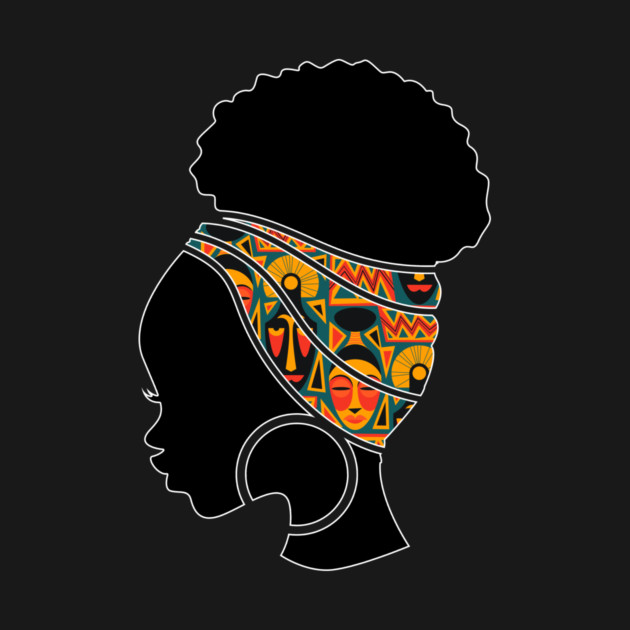 Afro Hair Woman with African Pattern Headwrap by logiamerch